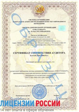 Образец сертификата соответствия аудитора №ST.RU.EXP.00006191-1 Сергиев Посад Сертификат ISO 50001