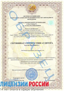 Образец сертификата соответствия аудитора №ST.RU.EXP.00006191-3 Сергиев Посад Сертификат ISO 50001