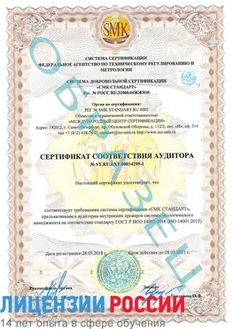 Образец сертификата соответствия аудитора №ST.RU.EXP.00014299-1 Сергиев Посад Сертификат ISO 14001